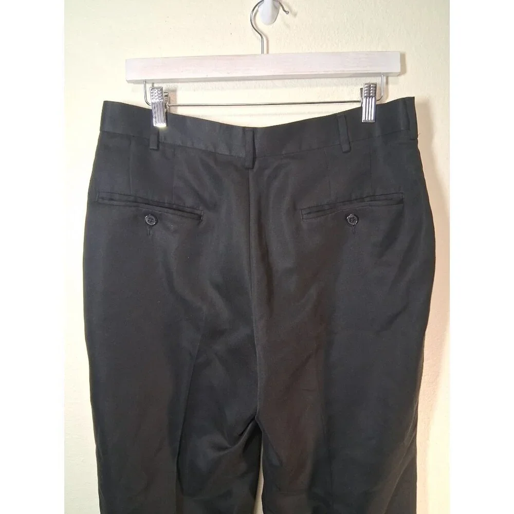 Arrow Dress Pants Flat Front Business Casual Slacks Trousers Black Mens Sz 32x32